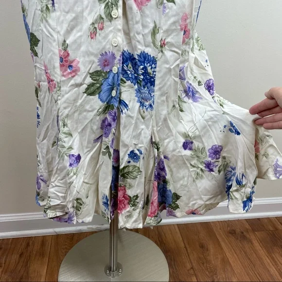 Vintage Moonglow Floral Maxi Dress Long Sleeve Women Size Large White Pink - Picture 8 of 10